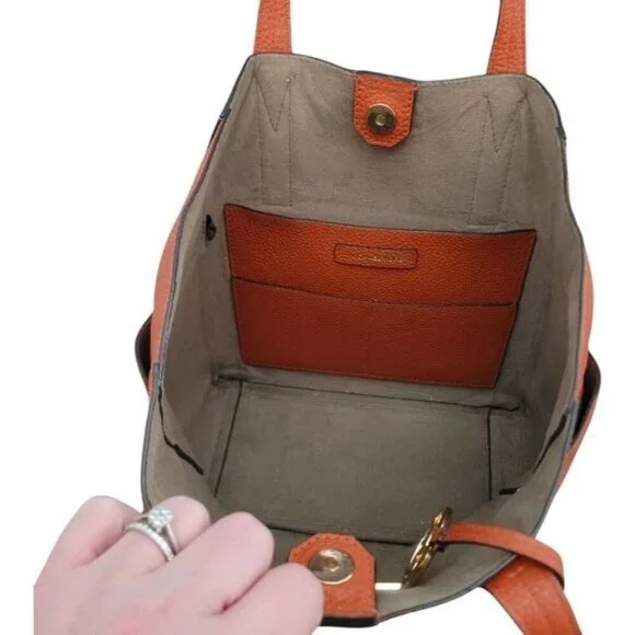 Michael Kors‎ Junie MD Leather Tote Travel Shoulder Handbag Burnt Orange Pebbled - Picture 16 of 16